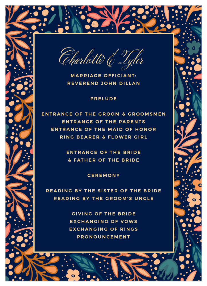 Unique Botanicals Wedding Programs