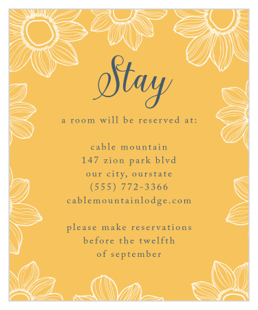 Sunflower Nuptials Accommodation Cards