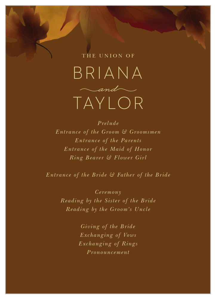 Fall Leaves Wedding Programs