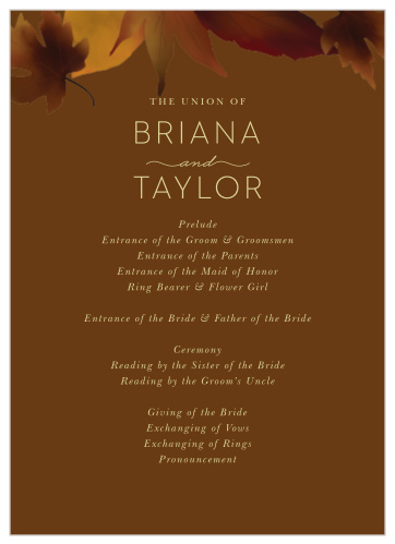 Fall Leaves Wedding Programs