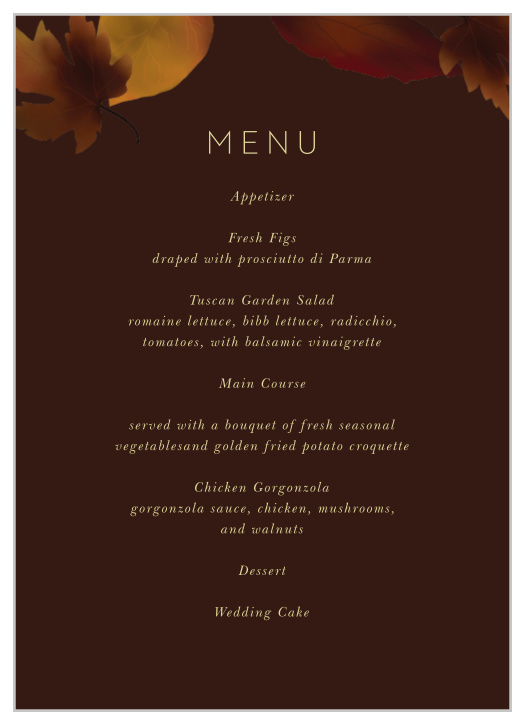Fall Leaves Wedding Menus