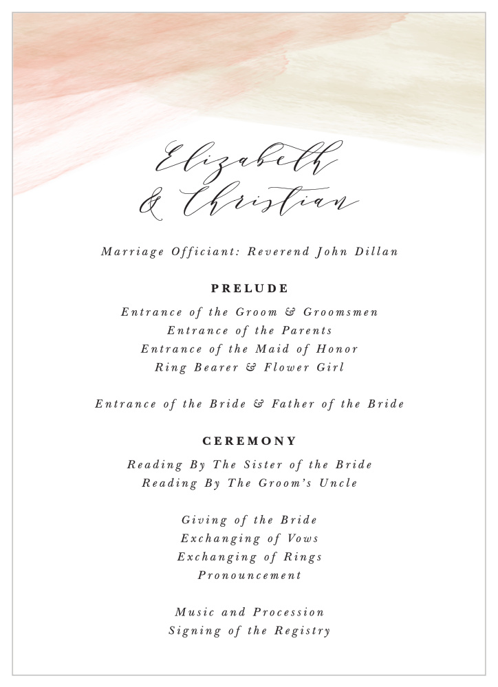 Paint Overlay Wedding Programs