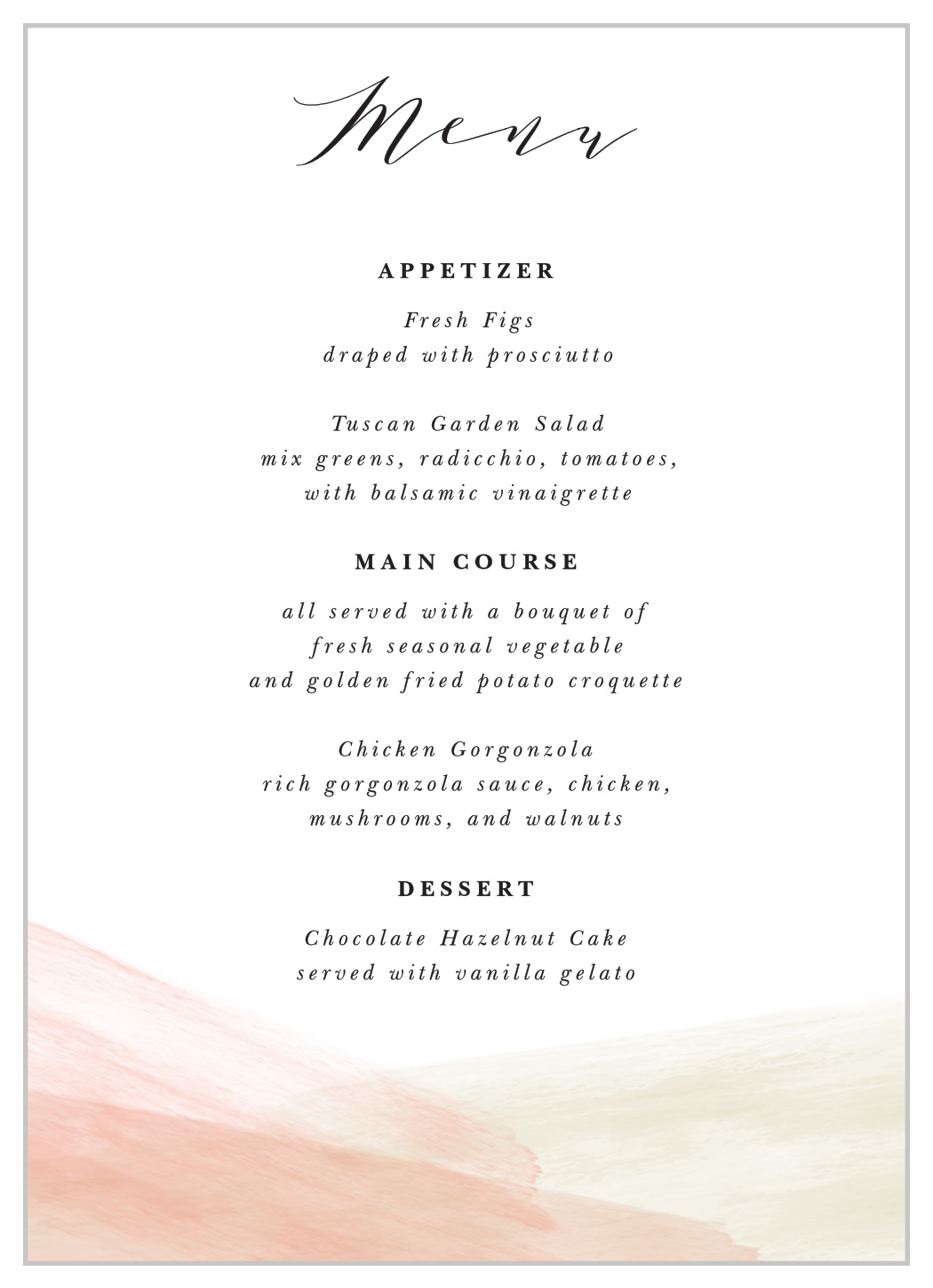 Paint Overlay Wedding Menus