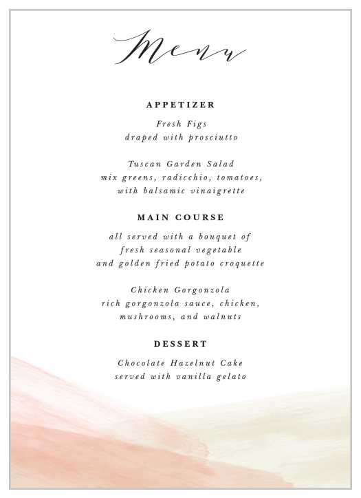 Paint Overlay Wedding Menus