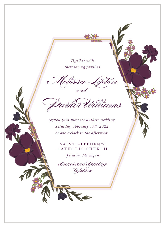 Our Blooming Frame Wedding Invitations feature a classic, elegant design.