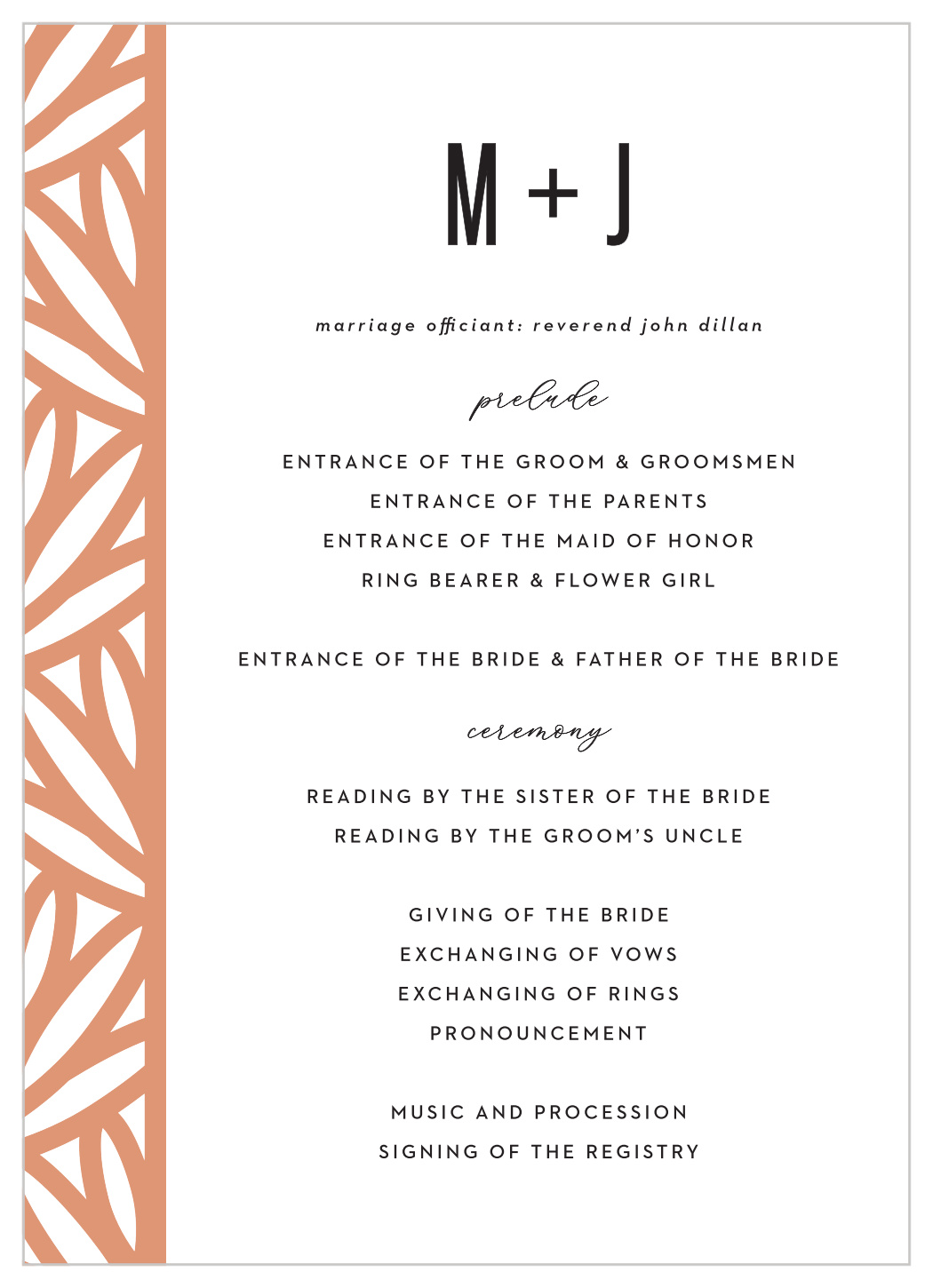 Bold Frame Wedding Programs