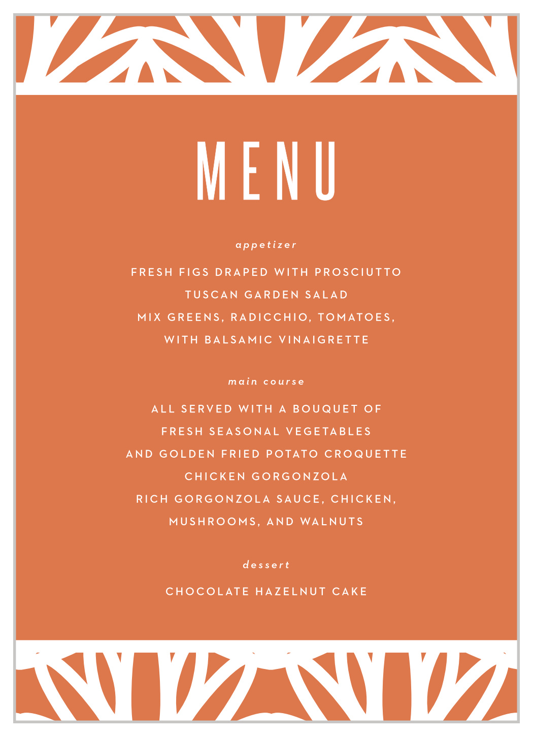 Bold Frame Wedding Menus