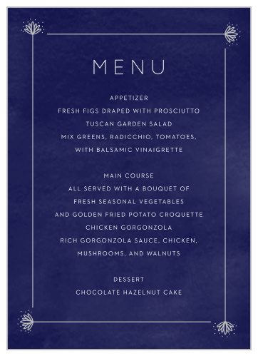 Classic Texture Wedding Menus