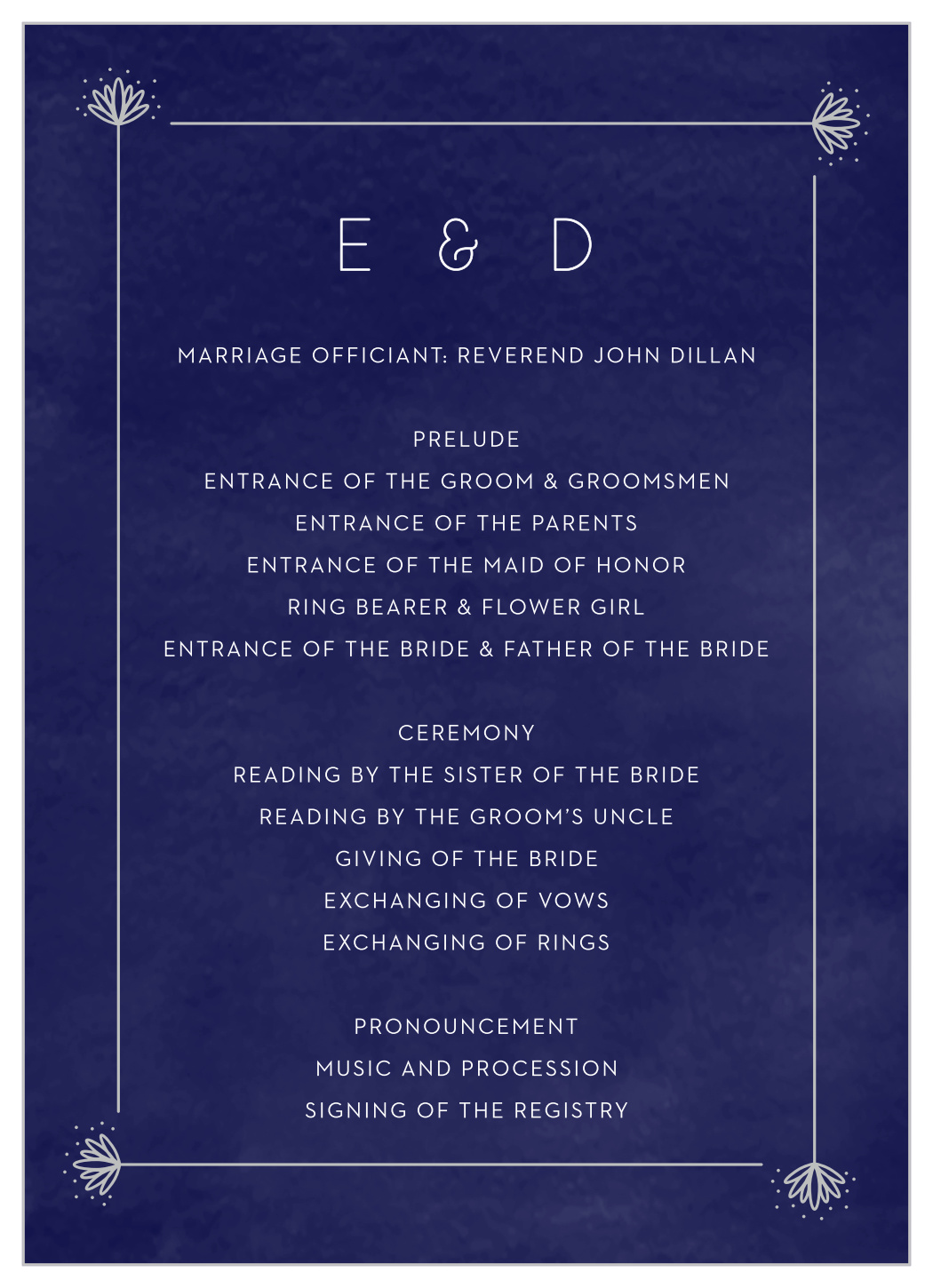 Classic Texture Wedding Programs