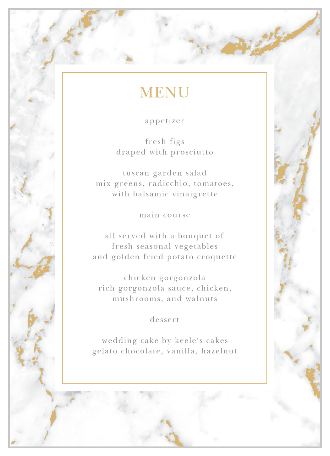 Cool Marble Wedding Menus