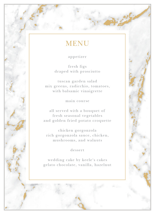 Cool Marble Wedding Menus