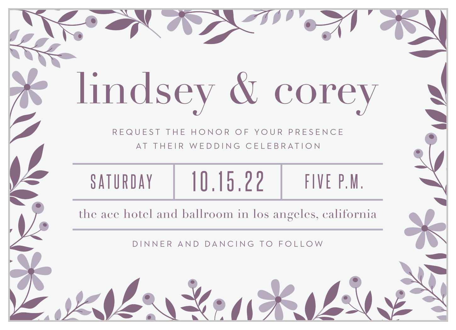 Monochromatic Mauve Wedding Invitations
