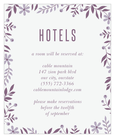 Monochromatic Mauve Accommodation Cards
