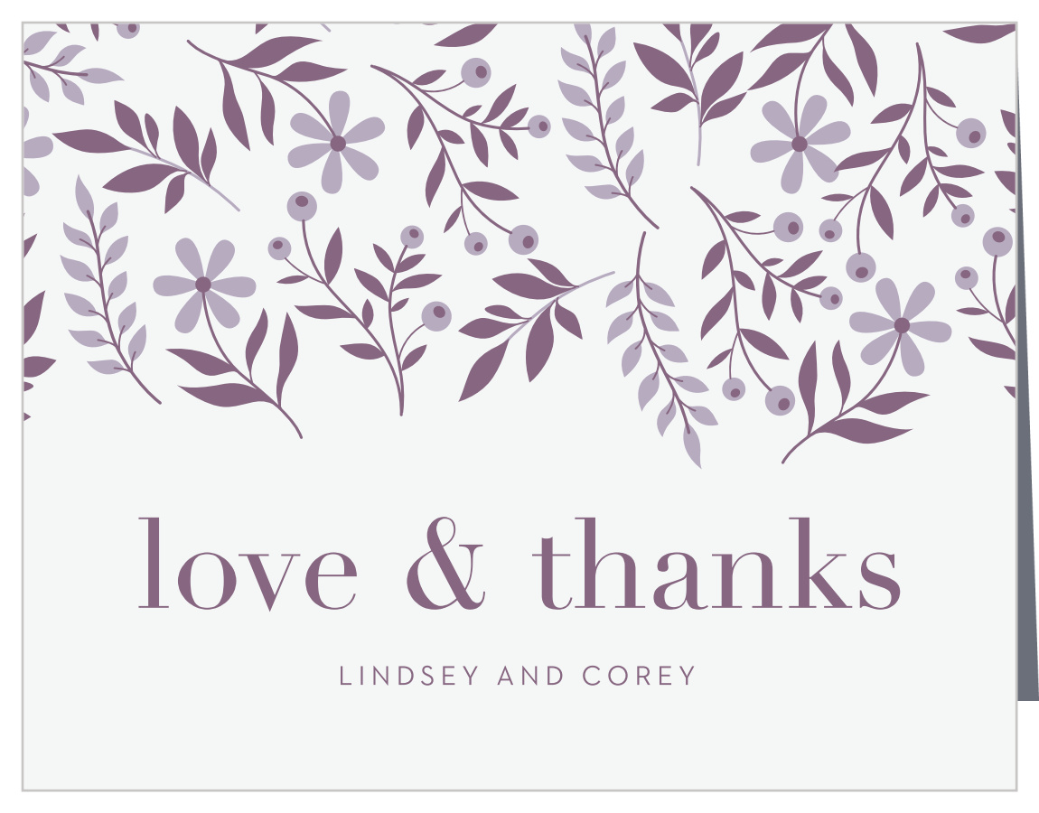 Monochromatic Mauve Wedding Thank You Cards