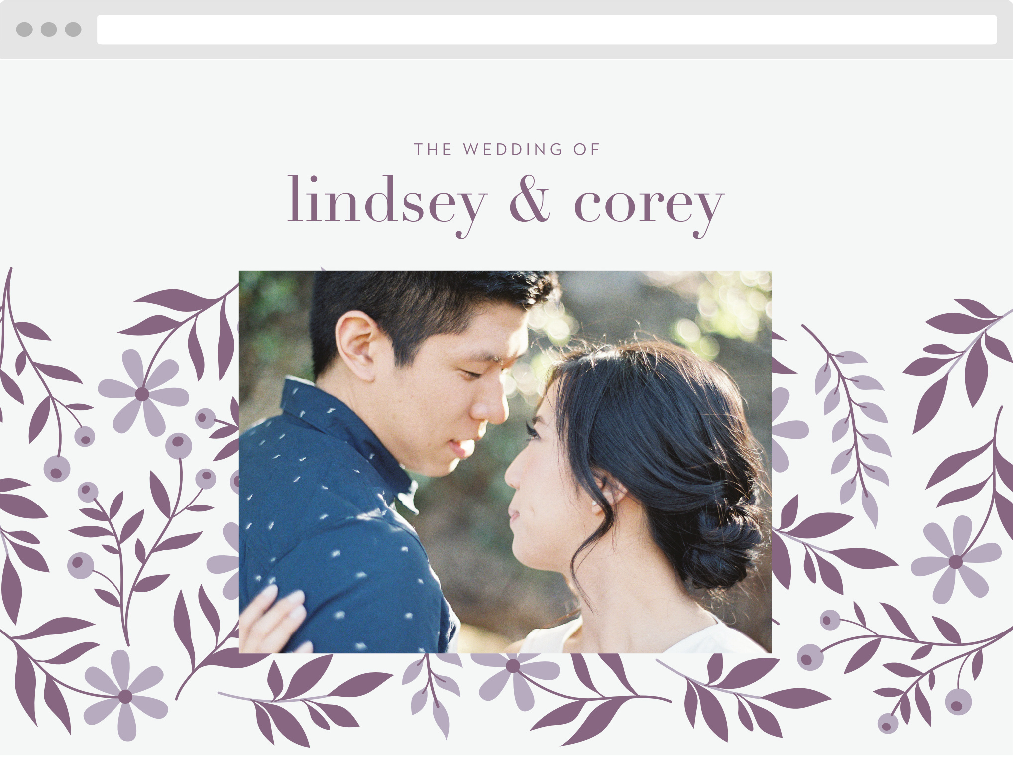 Monochromatic Mauve Wedding Website