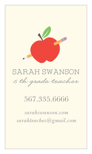 Our Pencil and Apple Business Cards are great for teachers of any grade!  