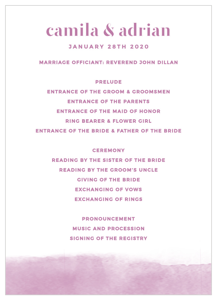 Fresh Paint Wedding Programs