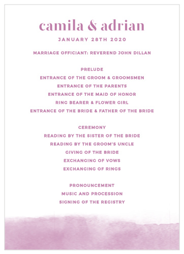 Fresh Paint Wedding Programs