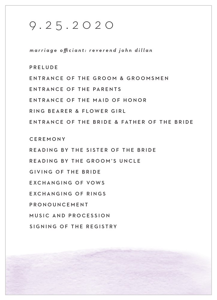 Simple Brushstroke Wedding Programs