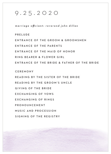Simple Brushstroke Wedding Programs