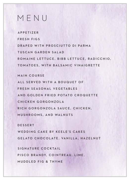 Simple Brushstroke Wedding Menus