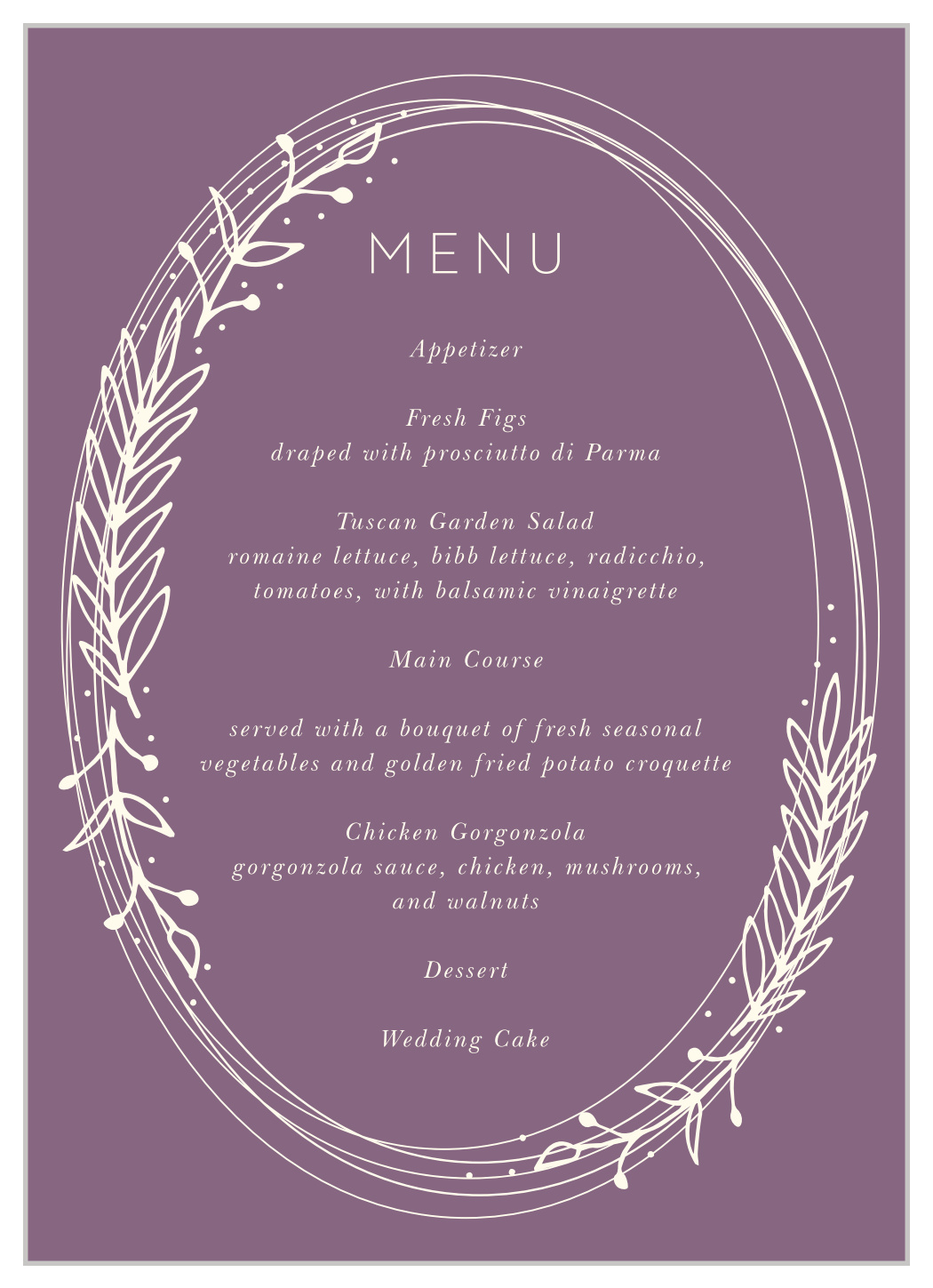 Gilded Wreath Wedding Menus