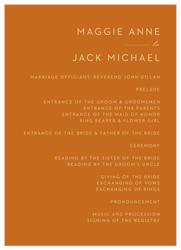 Desert Dreams Wedding Programs