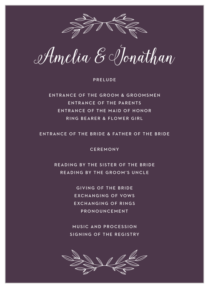 Wreath of Love Wedding Programs