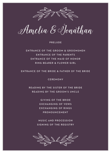 Wreath of Love Wedding Programs