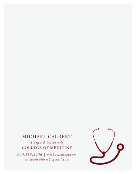 Provide a memorable handwritten note to employers with our Stethoscope Business Stationeries.