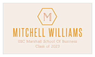 Announce yourself to the world with the stunning design of our Student Monogram Business Cards. Your initial tops the page, a monogram in brilliant orange above your spelled out name and school information. With a background of pearl to guarantee that every word stands out sharply, these cards are the perfect way to introduce yourself.