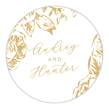 Golden Wildflowers Wedding Stickers