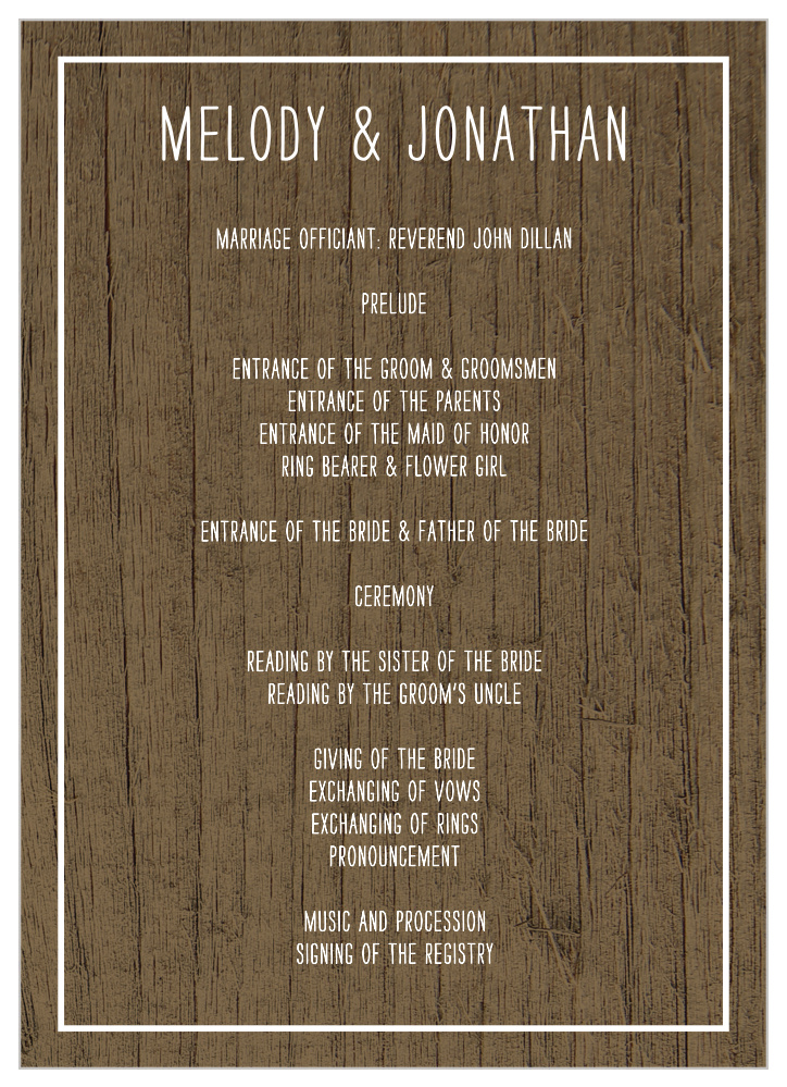 Rustic Union Wedding Programs