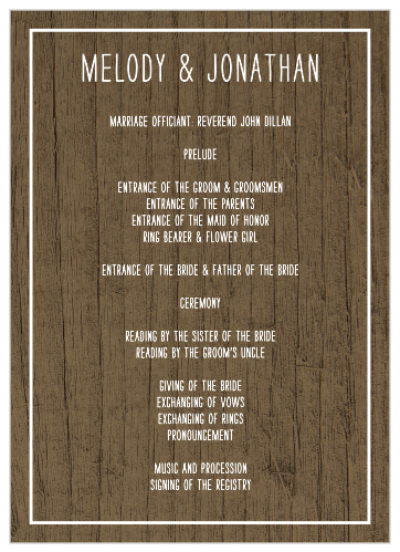 Rustic Union Wedding Programs