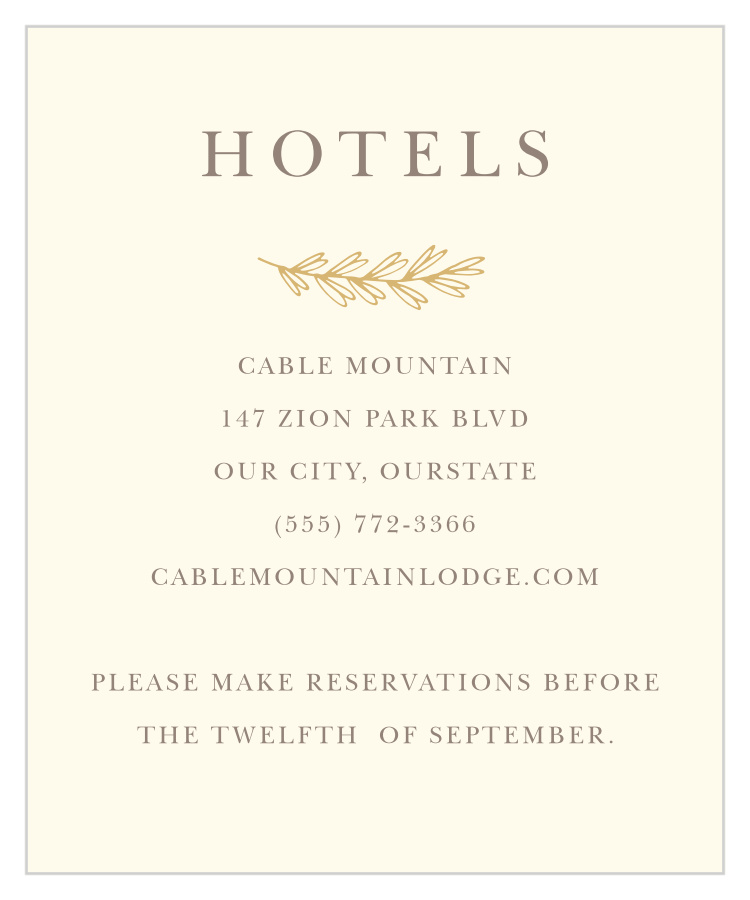 Foliage Arch Accommodation Cards