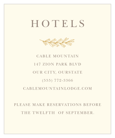 Foliage Arch Accommodation Cards