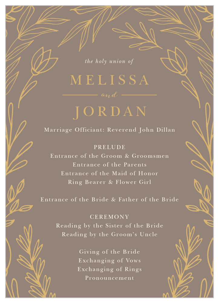 Foliage Arch Wedding Programs