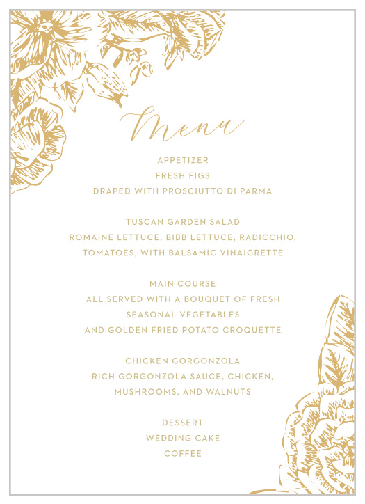 Golden Wildflowers Wedding Menus