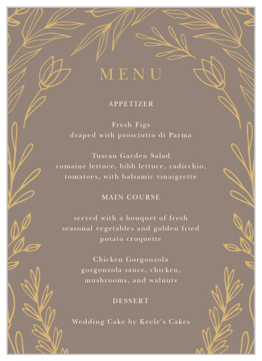 Foliage Arch Wedding Menus