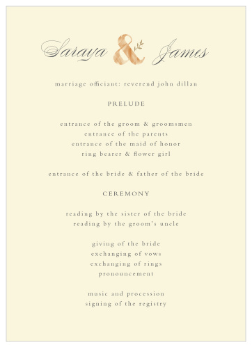Rustic Ampersand Wedding Programs