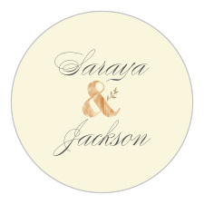 Our Rustic Ampersand Wedding Stickers will quickly become the emblem of your wedding day. Featuring a classic champagne color as their background, swirling black calligraphy for your names, and a botanically-inspired ampersand to bring it all together, these stickers are perfect for sealing envelopes and decorating stationery.