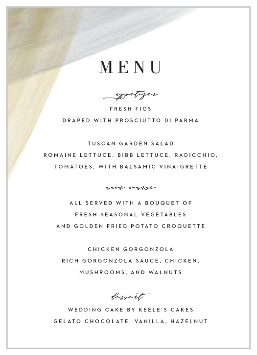 Luxe Watercolor Wedding Menus