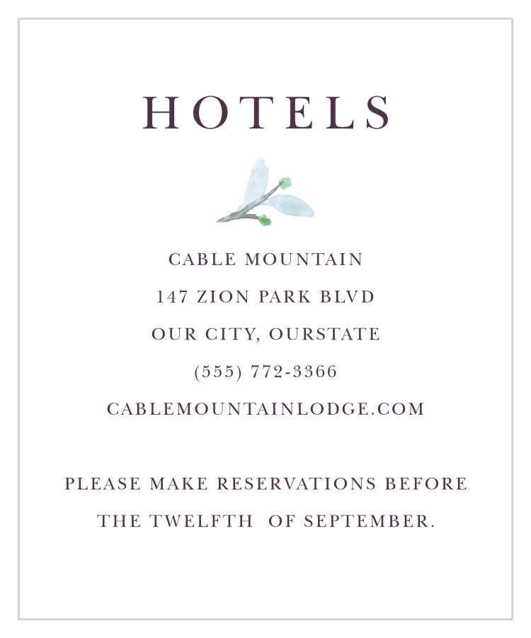 Mauve Medley Accommodation Cards