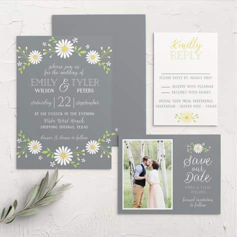 Daisy Frame Wedding Invitations