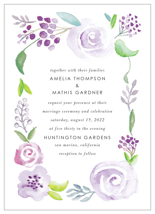 Your guests are going to be blown away by the delicate intricacy of our Mauve Floral Wedding Invitations! 