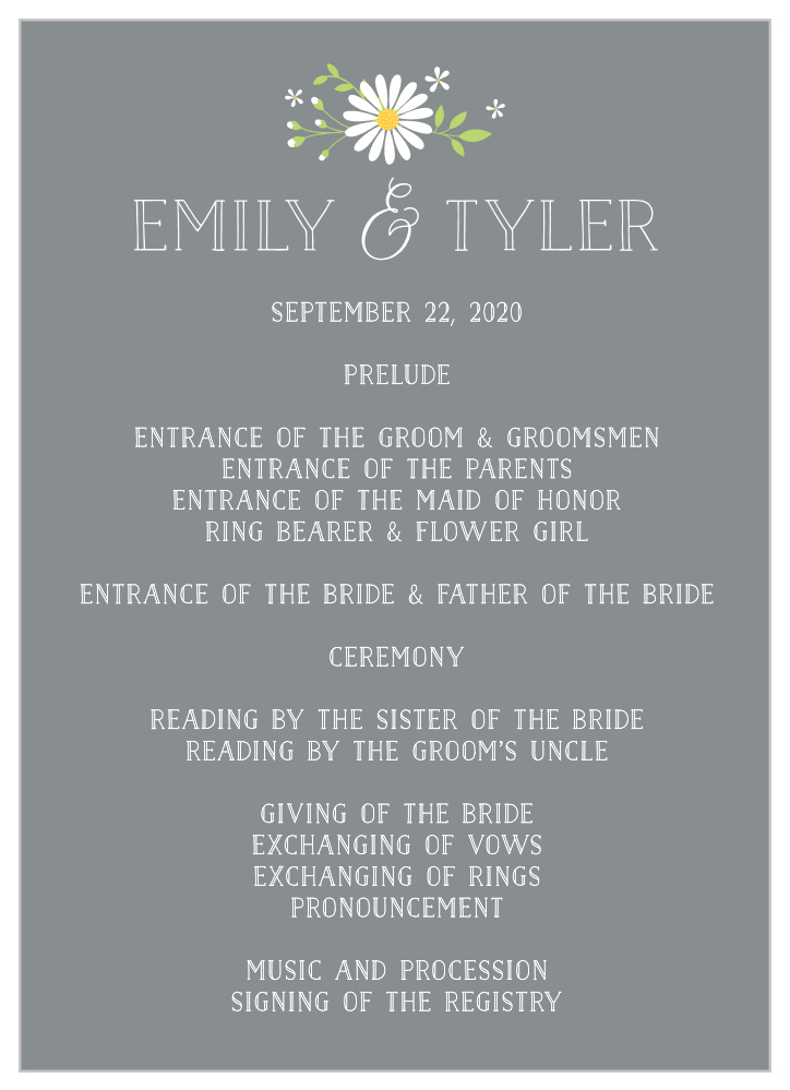 Daisy Frame Wedding Programs