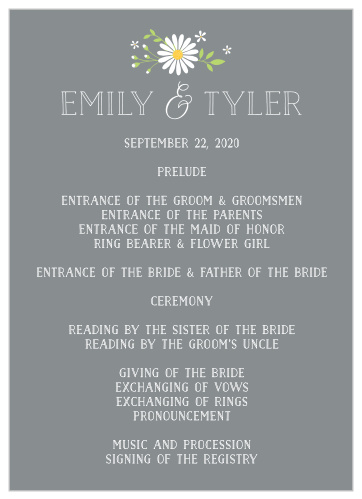Daisy Frame Wedding Programs