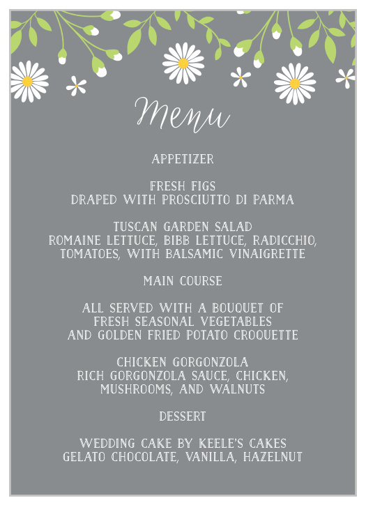 Daisy Frame Wedding Menus