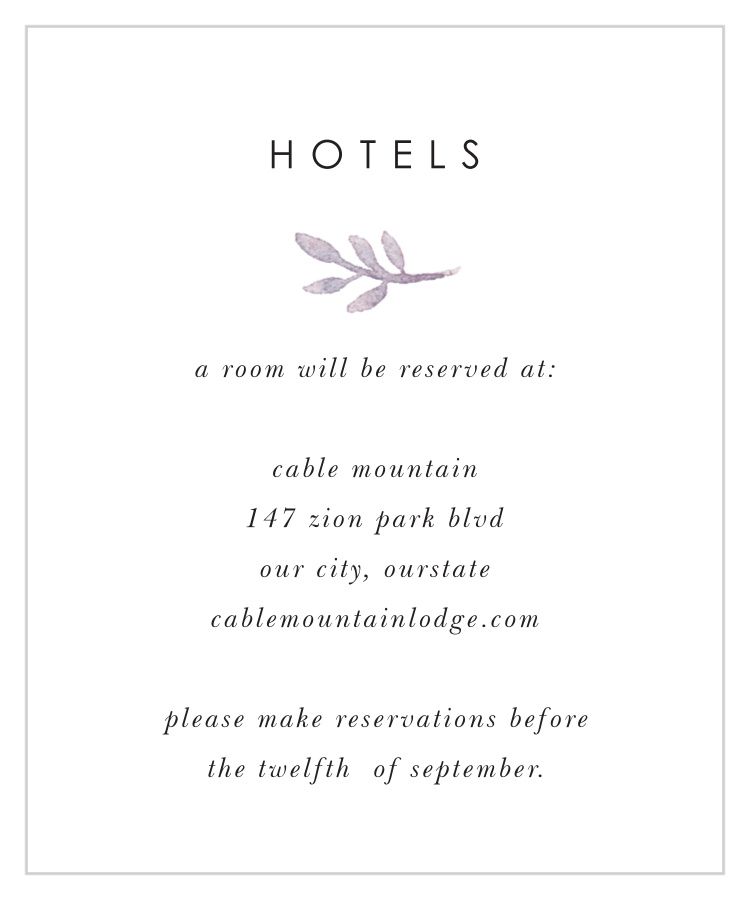 Mauve Florals Accommodation Cards