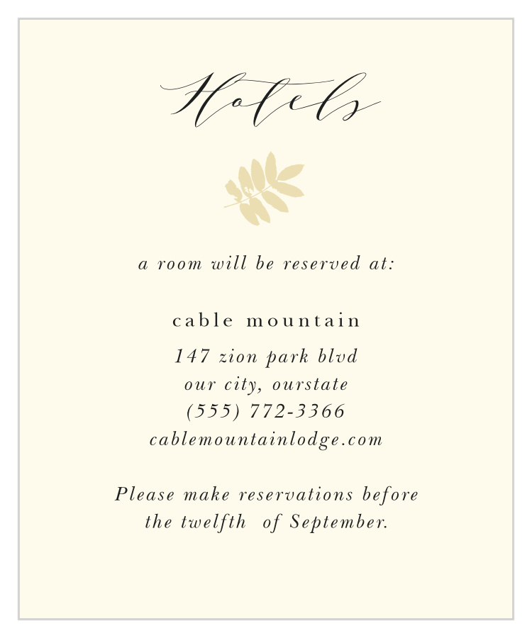 Gilded Leaf Accommodation Cards